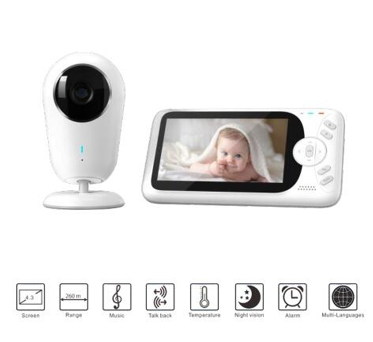 Wireless Baby Monitor - 4,3 Zoll 1080P Full HD Wireless