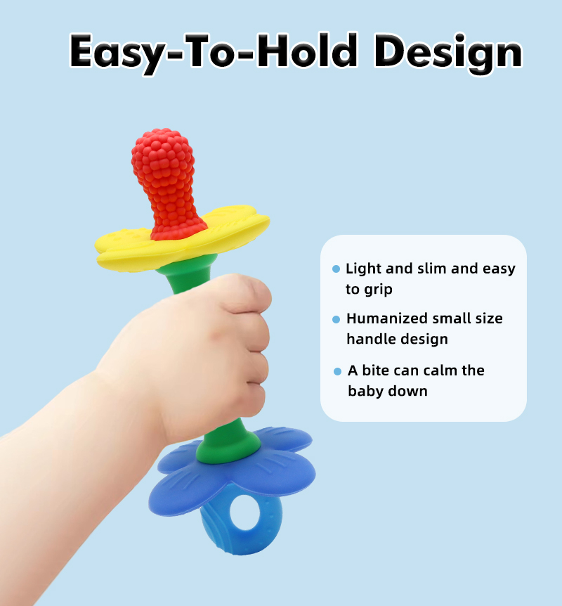 Baby Products Best - Neuer 2-in-1 Baby Silikon-Blumen-Beißring - Sicheres