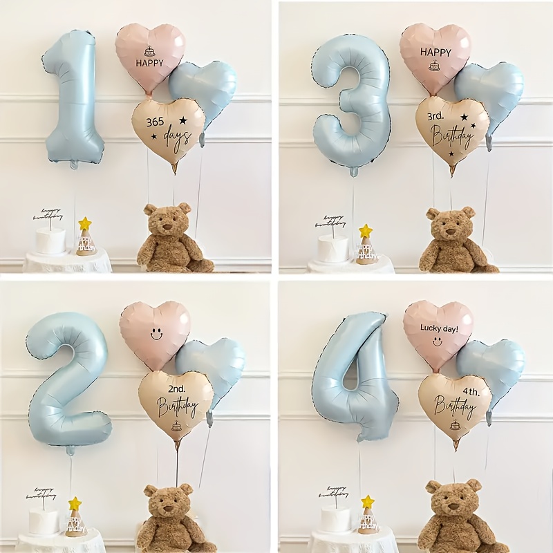 Baby Products Lotion - 4 Stück Baby Blue Number Geburtstagsballons