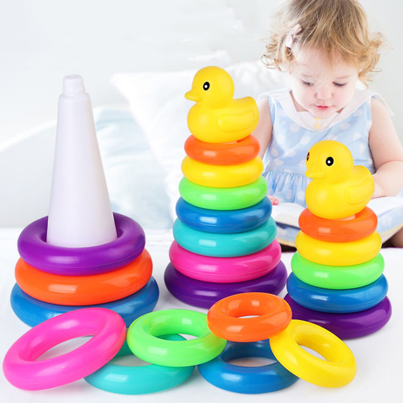 Toddler Learning Tower - Montessori-Stapelspielzeug für Babys, 0,12 m, Regenbogen-Ring-Stapler,