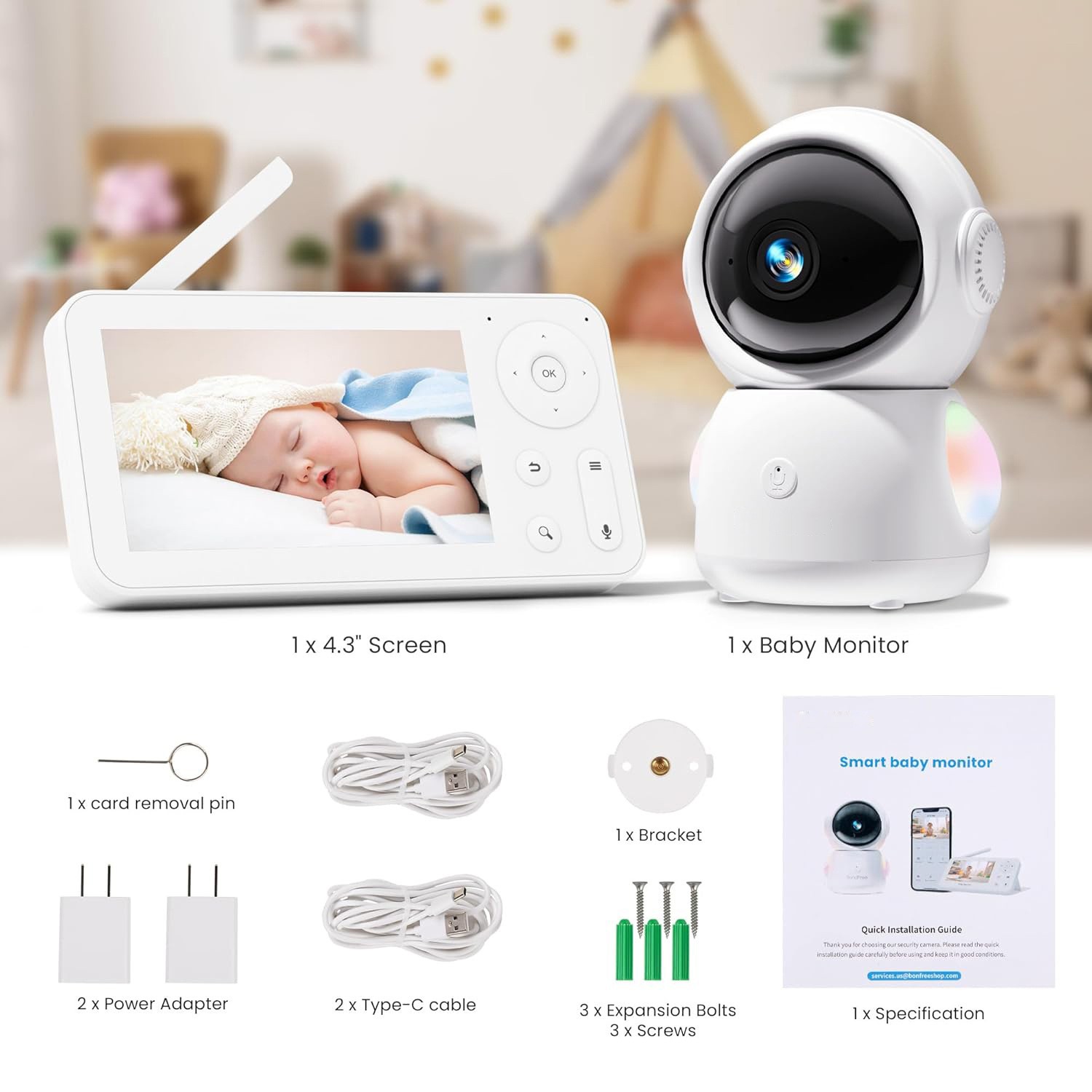 4,3-Zoll-Bildschirm 2MP 1080P  – Wireless Baby Monitor Bewertung und Preis