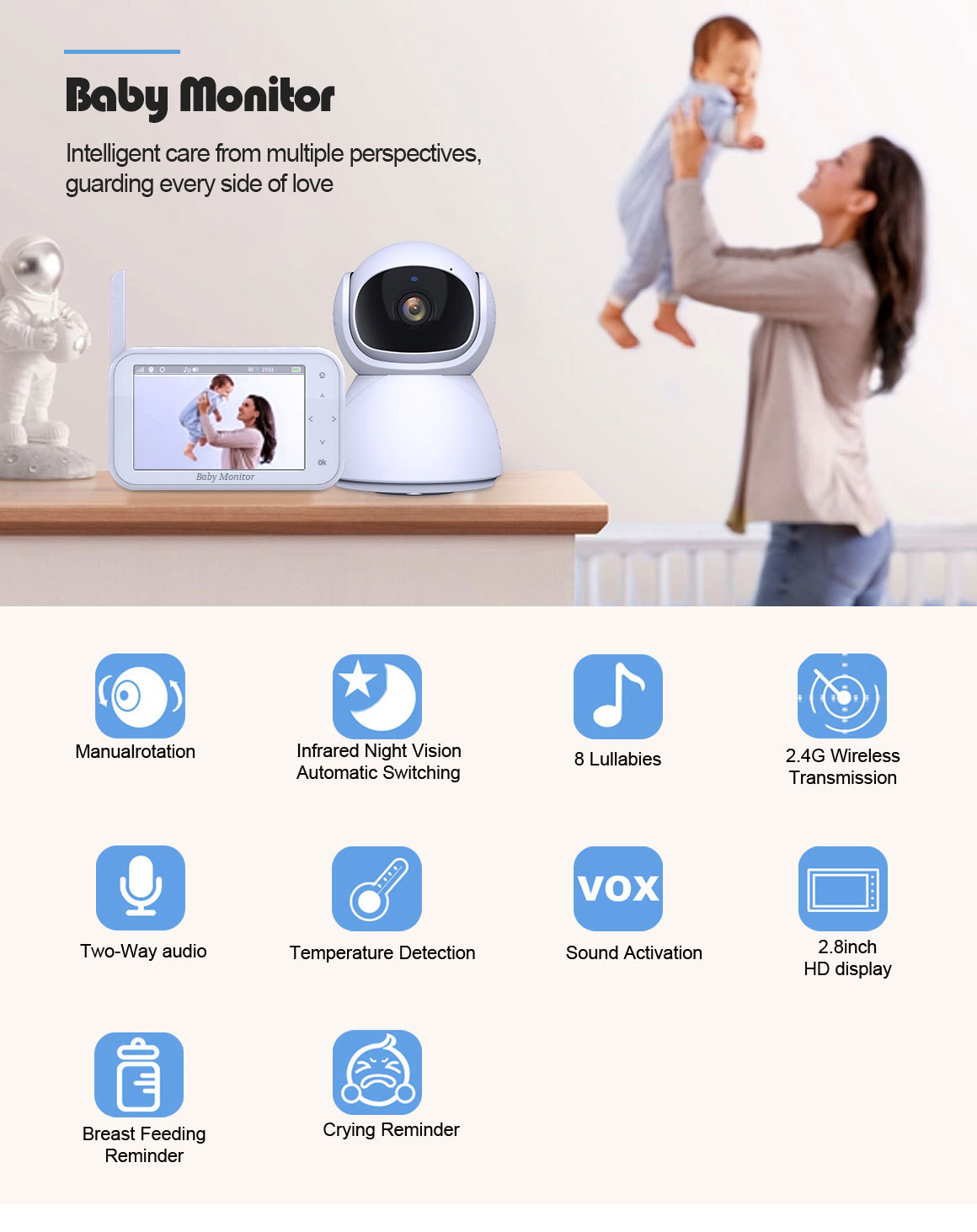 720P Kabelloser PTZ-Babymonito – Wireless Baby Monitor Bewertung und Preis
